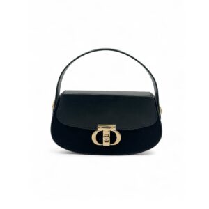 Elegant Black ladies top handle handbag with gold clasp – Maryamz Collections