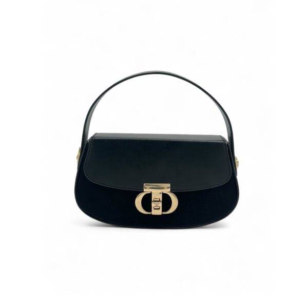 Elegant Black ladies top handle handbag with gold clasp – Maryamz Collections