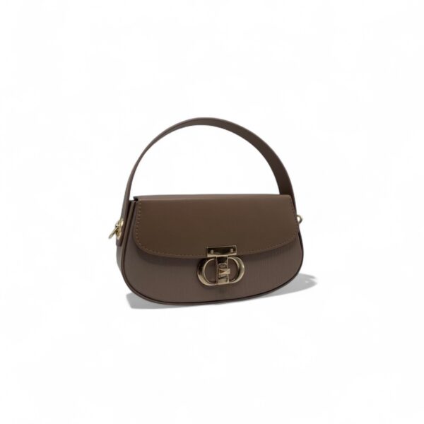 Elegant mocha brown ladies top handle handbag with gold clasp – Maryamz Collection