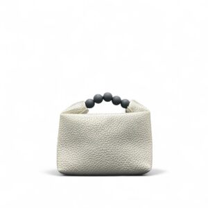 Modern Leather Handbag with Beaded Handle