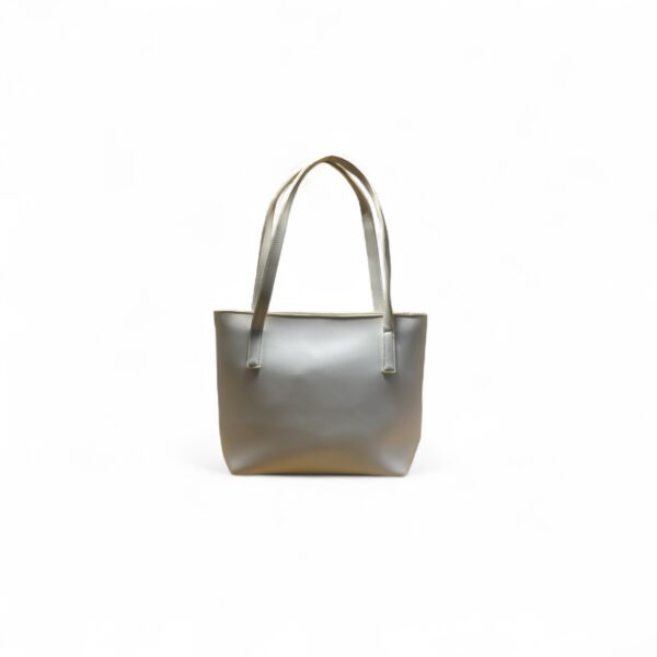 Minimalist white leather tote bag with long handles