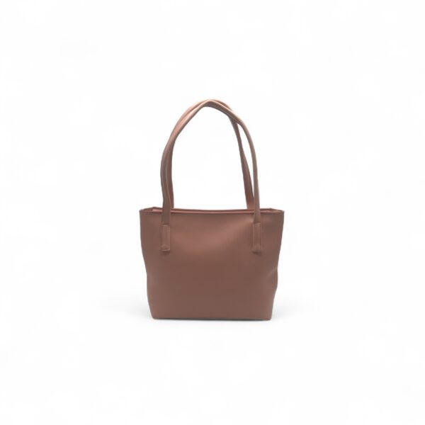 Minimalist white leather tote bag with long handles